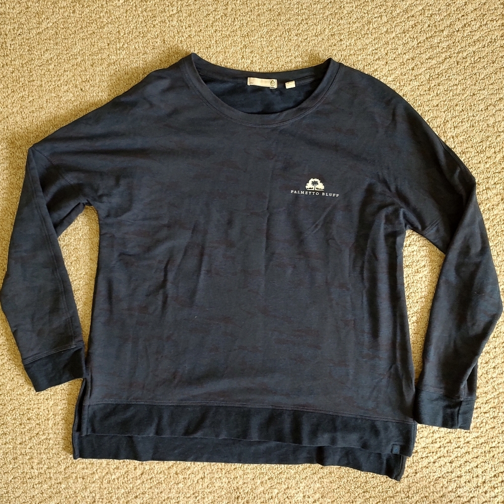 Tasc Performance Riverwalk French Terry Sweatshirt Navy Vamo Palmetto Bluff Logo - Picture 2 of 10
